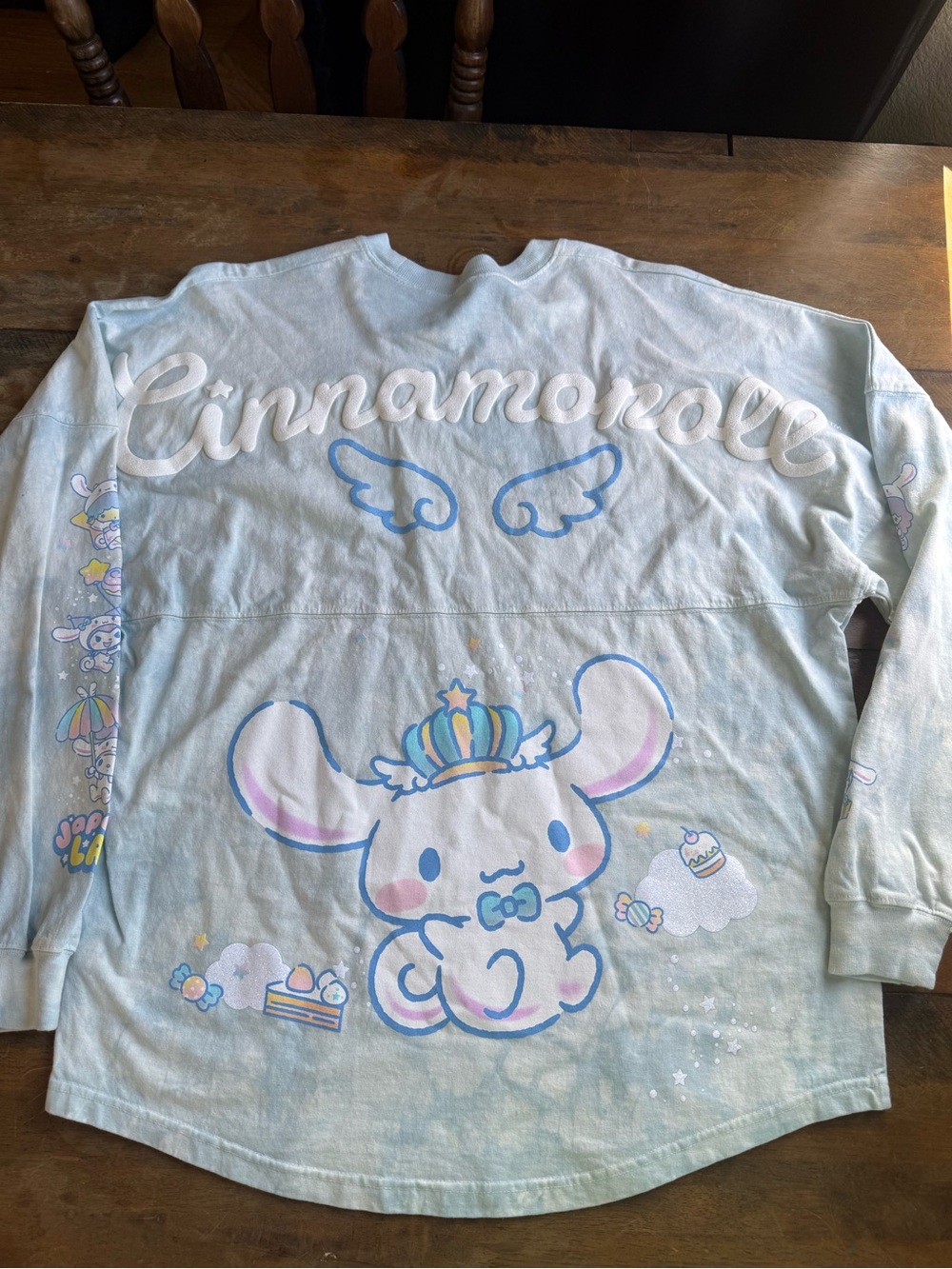 Hello Kitty Cinnamoroll Pastel Blue Graphic Kids Long-Sleeve Shirt